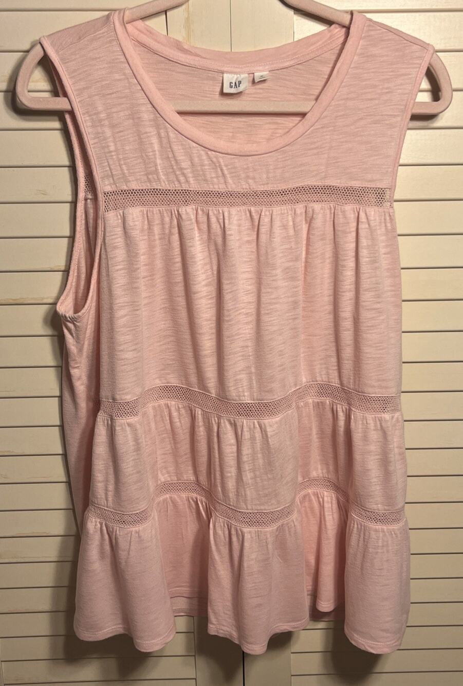 GAP Sleeveless Tops Lace Insets Cotton Blend Lightweight Pink Women’s Size XL